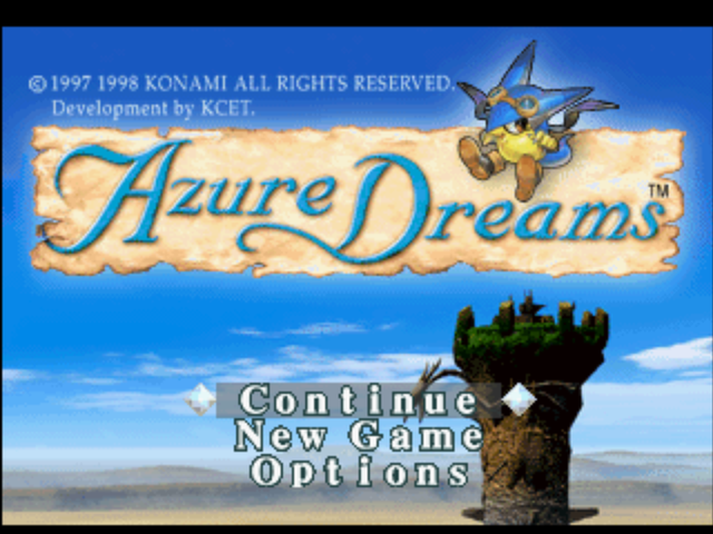 Azure Dreams title screen for Playstation